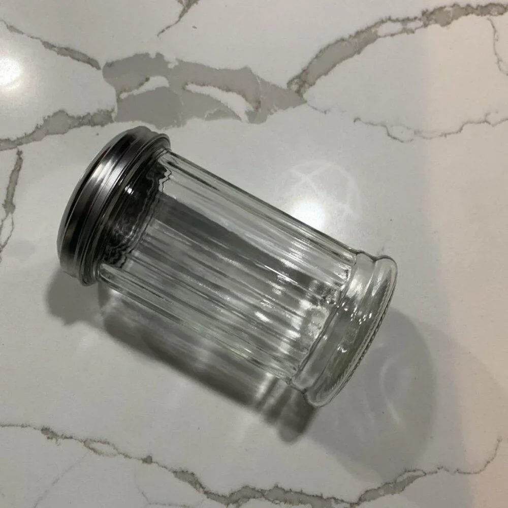 Vintage Halco USA Clear Glass Silver Top Diner Sugar Pouring Dispenser